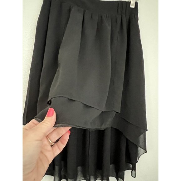 Arthropolgie Staring At Stars Hi-Low Skirt Layered Sheer Chiffon Size S Black - Picture 2 of 8